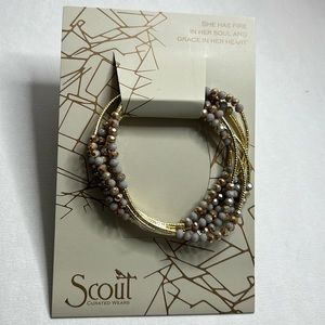 Lavendar and gold beaded bracelet or necklace.